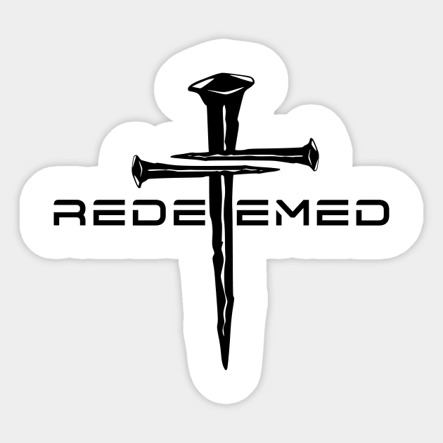 Redeemed Black 3 Nail Cross, Unisex Christian Cotton T-Shirt, Stylish Black Imagery, Trendy Spiritual Shirt, Christian Apparel, Comy, Soft Sticker by Yendarg Productions